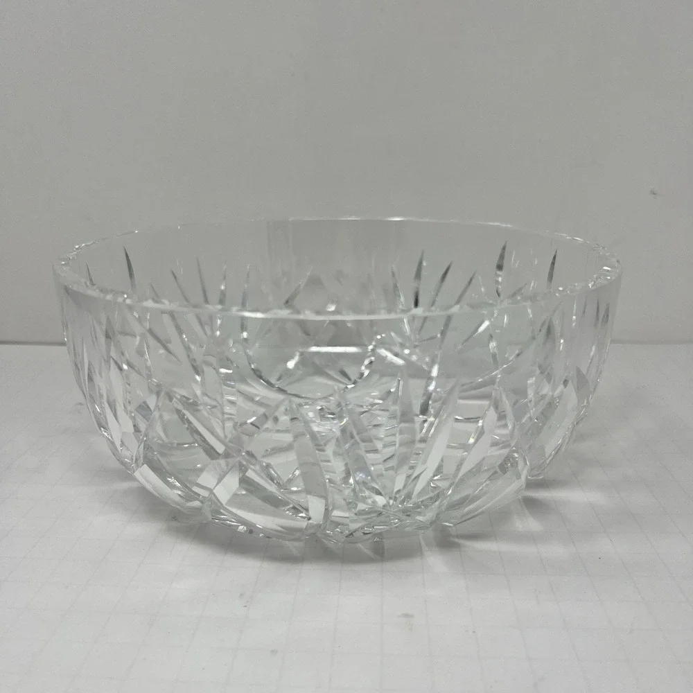 Crystal Impression Glass Fruit Bowl Clear Decorative Serving Dish Elegant Center